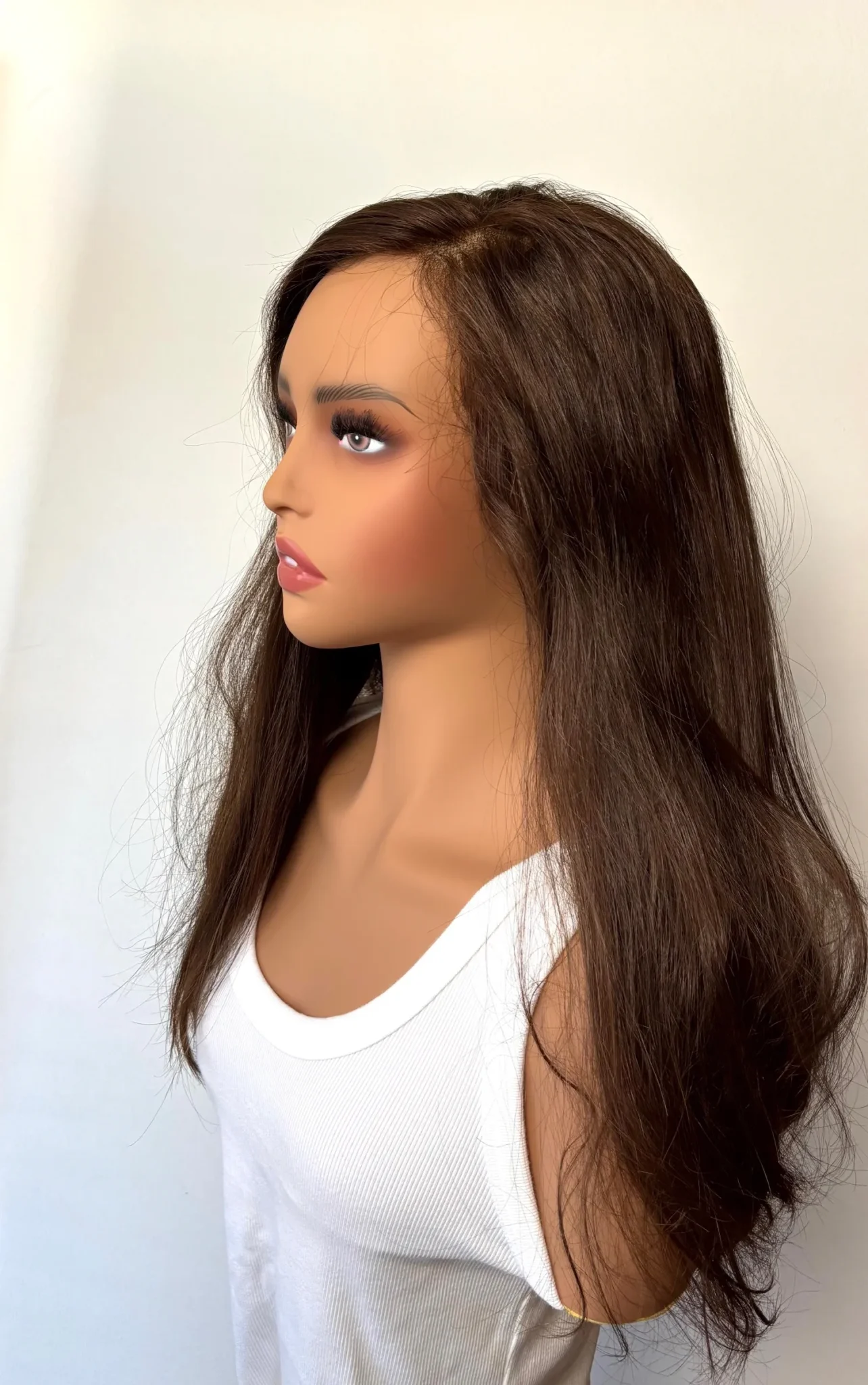 Perruque lace YANNA -M - Cheveux vierges Europeens 45cm -Châtain moyen – Image 5