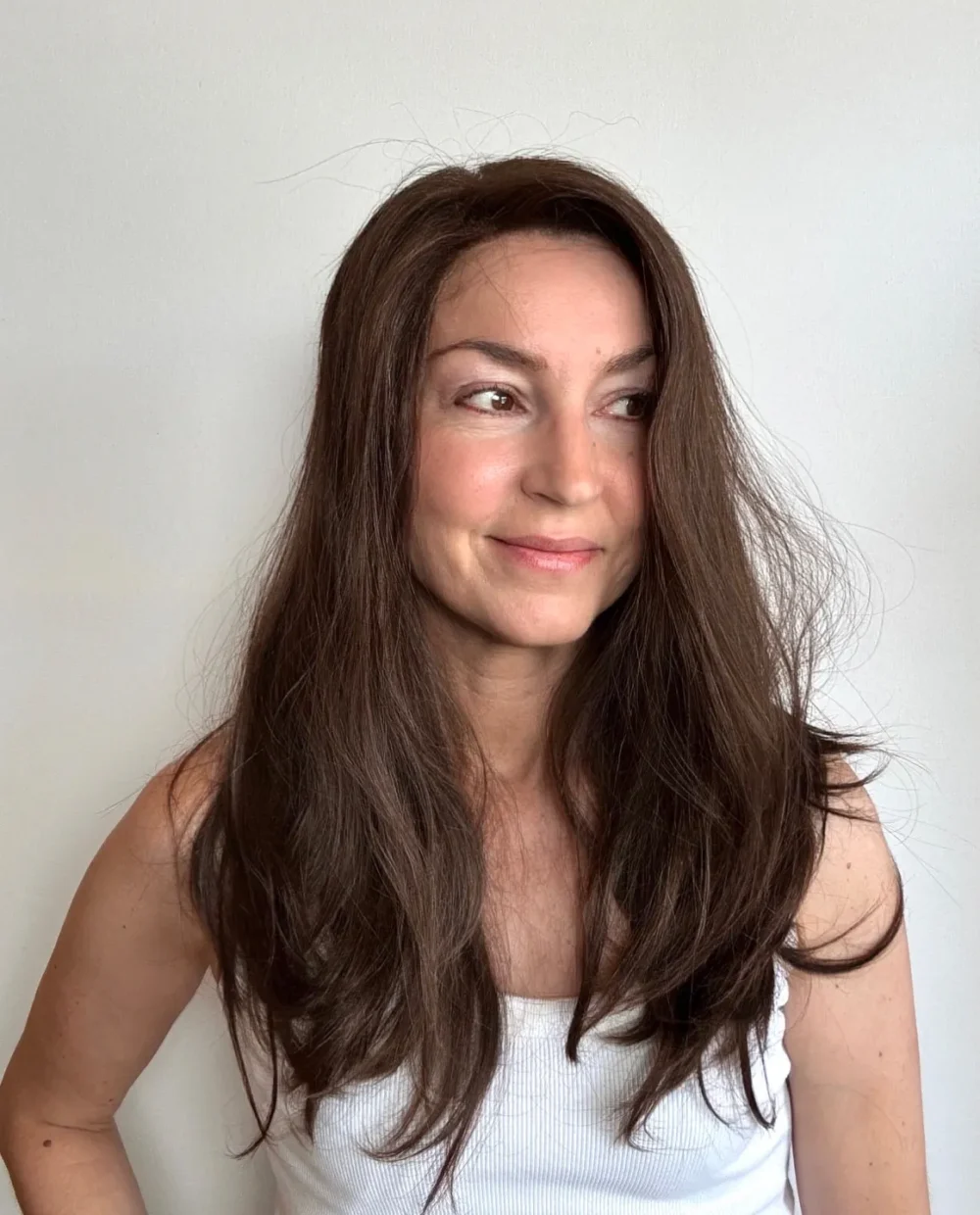 Lace top wig -M - Slavic virgin hair 18' -Medium chestnut brown