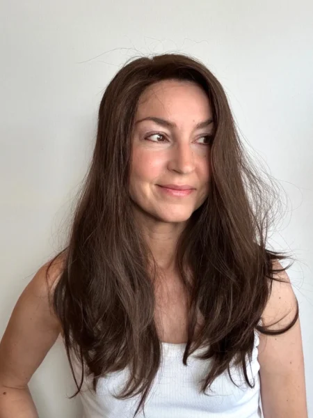 Lace top wig -M - Slavic virgin hair 18' -Medium chestnut brown