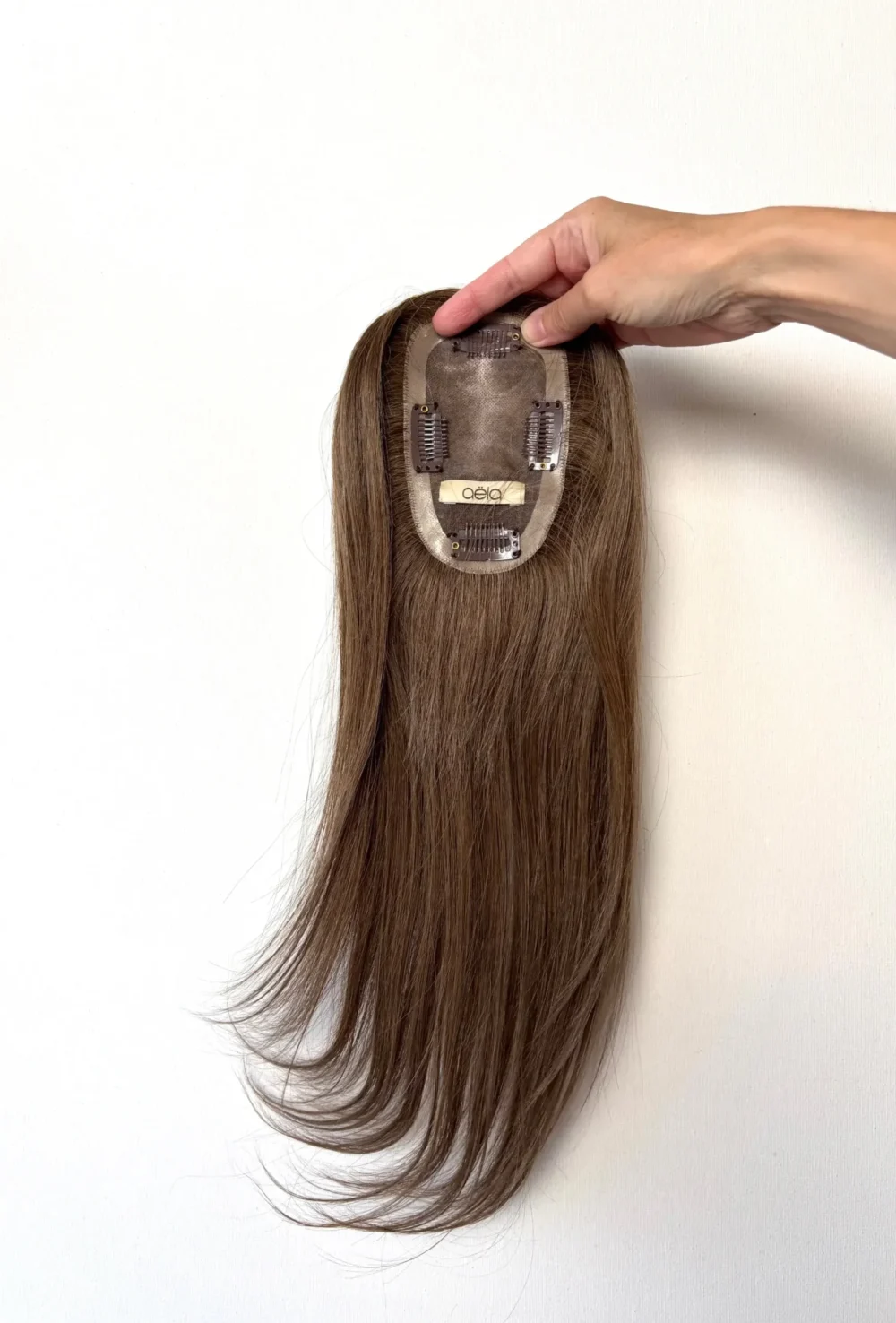 Hair topper Mono full hand tied -35cm-Natural Brazilian hair chesnut - Image 7